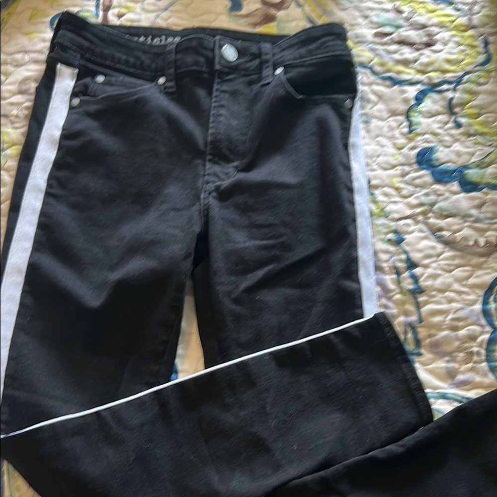 Black Jeans with White Side Stripes